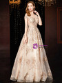 Champagne Tulle Embroidery Appliques Cap Sleeve Long Mother Of The Bride Dress 2020
