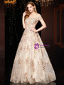 Champagne Tulle Embroidery Appliques Cap Sleeve Long Mother Of The Bride Dress 2020