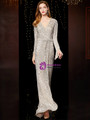 Silver Mermaid Sequins Deep V-neck Long Sleeve Tassel Mother Of The Bride Dress 2020