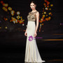 Popular Champagne Mermaid Satin Bateau Beading Mother Of The Bride Dress 2020