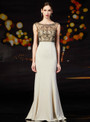 Popular Champagne Mermaid Satin Bateau Beading Mother Of The Bride Dress 2020