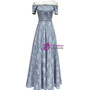 Attractive Gray Embroidery Lace Appliques Beading Short Sleeve Mother Of The Bride Dress