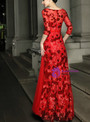 Elegance Red Tulle Sequins 3/4 Sleeve Mother Of The Bride Dress 2020