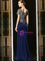 You'll Always Remember Wearing Navy Blue Mermaid Satin Cap Sleeve Appliques Mother Of The Bride Dress 
