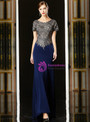 You'll Always Remember Wearing Navy Blue Mermaid Satin Cap Sleeve Appliques Mother Of The Bride Dress 
