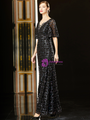High quality Black Sequins V-neck Short Sleeve Mother Of The Bride Dress 
