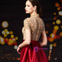 Amazing & Affordable Fashion Red Satin High Neck Cap Sleeve Beading Mother Of The Bride Dress 
