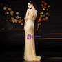 Order Your Ideal Gold Mermaid Tulle High Neck Mother of the Bride Dress Beading With Side Split