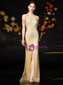 Order Your Ideal Gold Mermaid Tulle High Neck Mother of the Bride Dress Beading With Side Split