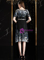 Flattering Black V-neck Short Sleeve Embroidery Short Mother Of The Bride Dress