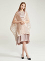 To Choose From Apricot Color Satin Cap Sleeve Embroidery Mother Of the Brides Dress With Shawl