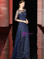 Graceful Dark Blue Sequins Half Sleeve Appliques Mother of the Bride Dress