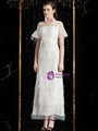 Stunning White Tulle Beading Sequins Short Sleeve Mother of the Bride Dress