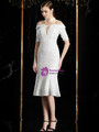 Enjoy The White Sheath Short Sleeve High Neck Cold Shoulder Mother of the Bride Dress