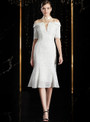 Enjoy The White Sheath Short Sleeve High Neck Cold Shoulder Mother of the Bride Dress