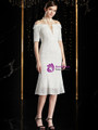 Enjoy The White Sheath Short Sleeve High Neck Cold Shoulder Mother of the Bride Dress