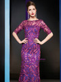 Demand Attention In Classic Purple Mermaid Short Sleeve Appliuqes Sequins Mother Of The Bride Dress