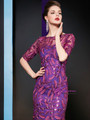 Demand Attention In Classic Purple Mermaid Short Sleeve Appliuqes Sequins Mother Of The Bride Dress