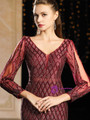 The Worldwide Shipping Online Store Burgundy Spandex Mermaid Long Sleeve Sequins Mother Of The Bride Dress