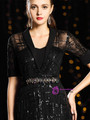 Come In All Styles And Colors Black Seuqins V-neck Short Sleeve Beading Sash Mother Of The Bride Dress