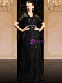 Come In All Styles And Colors Black Seuqins V-neck Short Sleeve Beading Sash Mother Of The Bride Dress