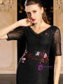 Make Your Prom a Dream Black Mermaid V-neck Short Sleeve Beading Mother Of The Bride Dress