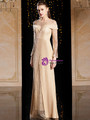 In One Step Champagne Sheath Long Sleeve Sequins Long Mother Of The Bride Dress