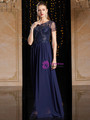 Simple Navy Blue Chiffon Short Sleeve Sequins Appliques Mother Of The Bride Dress