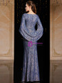 Gorgeous Blue Mermaid Sequins V-neck Bat Sleeve Pleats Mother Of The Bride Dress