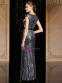 Pretty Dark Gray Sequins Cap Sleeve Pleats Beading Sash Mother Of The Bride Dress