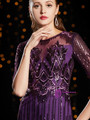 Lovely A-Line Purple Sequins Short Sleeve Long Mother Of The Bride Dress