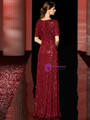 Stylish Burgundy Mermaid Tassels Sequins Short Sleeve Mother of the Bride Dress