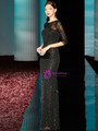 Distinctive Black Mermaid Sequins Half Sleeve Long Mother of the Bride Dress