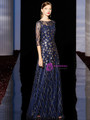 Winsome Navy Blue Bateau Tulle Sequins Appliques Mother of the Bride Dress