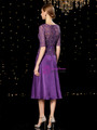 Fancy Purple V-neck Satin Lace Short Sleeve Mother of the Bride Dress