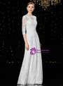 Sweet White Bateau Neck Tulle Sequins 3/4 Sleeve Mother of the Bride Dress