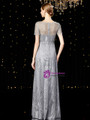 Marvelous Silver Sequins Short Sleeve Bateau Long Mother of the Bride Dress