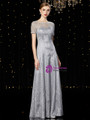 Marvelous Silver Sequins Short Sleeve Bateau Long Mother of the Bride Dress