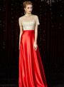 Dreamy Red Satin Champagne Sequins Short Sleeve Mother of the Bride Dress