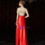 Dreamy Red Satin Champagne Sequins Short Sleeve Mother of the Bride Dress