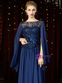 Fairy Tale Navy Blue Chiffon Sequins Horn Sleeve Mother of the Bride Dress
