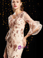 Beautiful Champagne V-neck Sequins Appliques Horn Sleeve Mother Of The Bride Dress