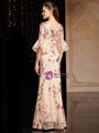 Beautiful Champagne V-neck Sequins Appliques Horn Sleeve Mother Of The Bride Dress