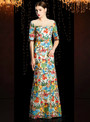 Popular Colorful Embroidery Lace Short Sleeve Beading Mother of the Bride Dress