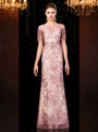 Concise Pink Mermaid Sequins Cap Sleeve Mother of the Bride Dress