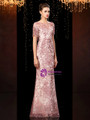 Concise Pink Mermaid Sequins Cap Sleeve Mother of the Bride Dress