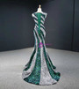 Fabulous Silver And Green Mermaid Sequins Bateau Cap Sleeve Prom Dress