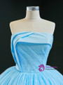 New arrivals Blue Ball Gown Sequins Strapless Pleats Sleeveless Tiers Prom Dress