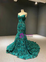 Alluring Green Mermaid Sequins Spagehtti Straps Prom Dress
