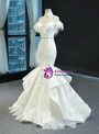 Fantastic White Mermaid Lace Halter Beading Feather Sleeveless Prom Dress